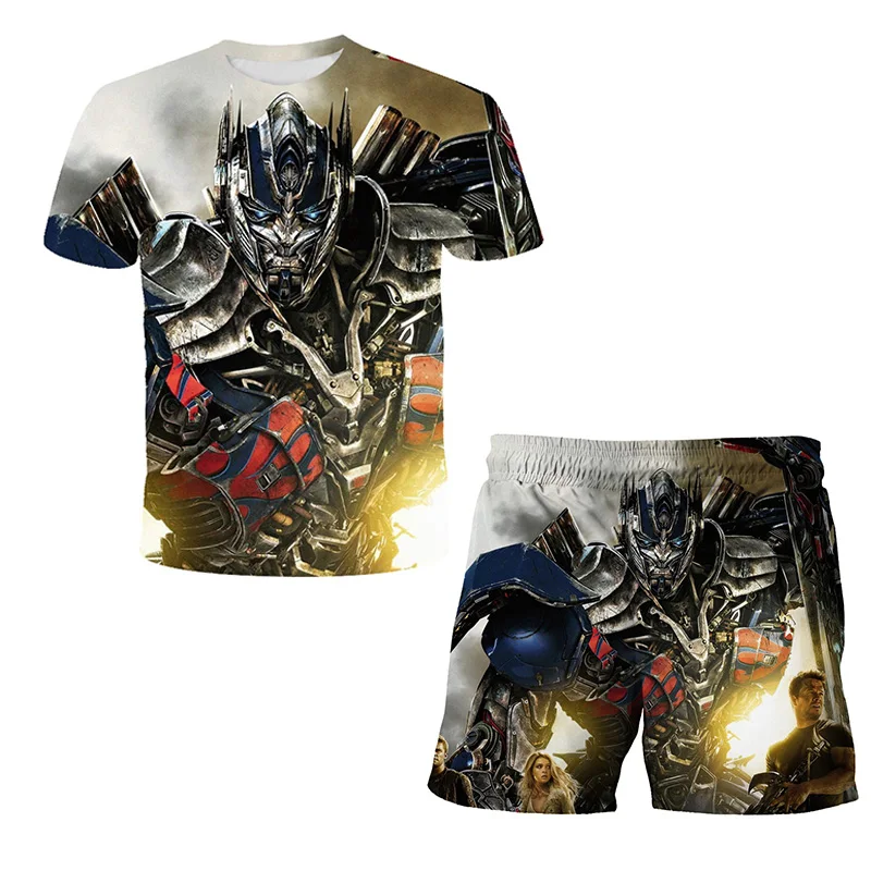 Новая летняя одежда с изображением фильма Трансформеры футболка комплект модной