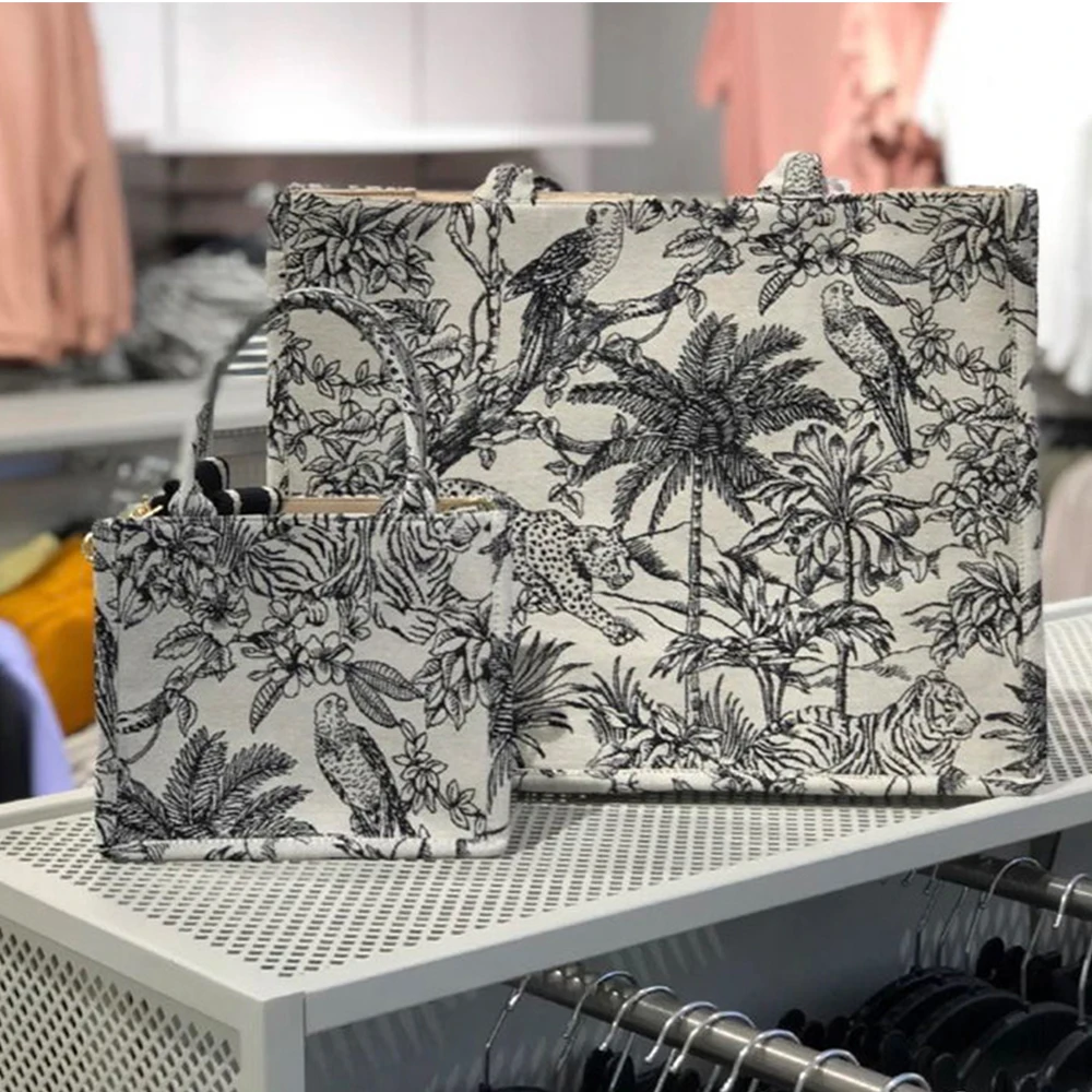 Luxury Travel Handbag for Women's Fashion Brand Designer Bag Jacquard Embroidery Female Girls Shopper Canvas Tote Shoulder Bag