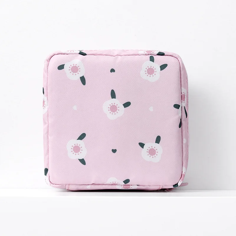 Pink floral Sqinans 13X13 см дорожная сумка для гигиенических прокладок Для женщин сумка многоразового использования для тканевые менструальные прокладки - Цвет: Pink floral
