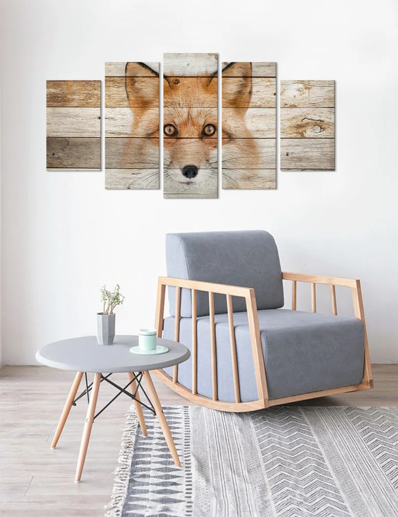 5 Панель сочетают в себе настенный Художественный Холст принты лисы головы