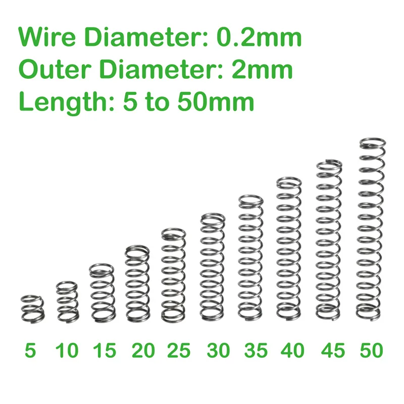 Диаметр провода 0 2 мм наружный диаметр длина от 5 до 50 сжатия с пружинным