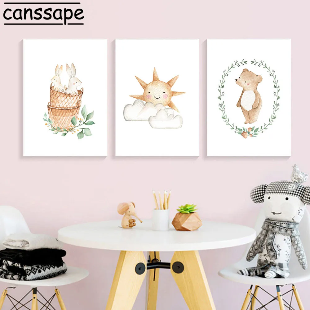 Постер на стену для детской картины дереве солнце радуга художественный принт