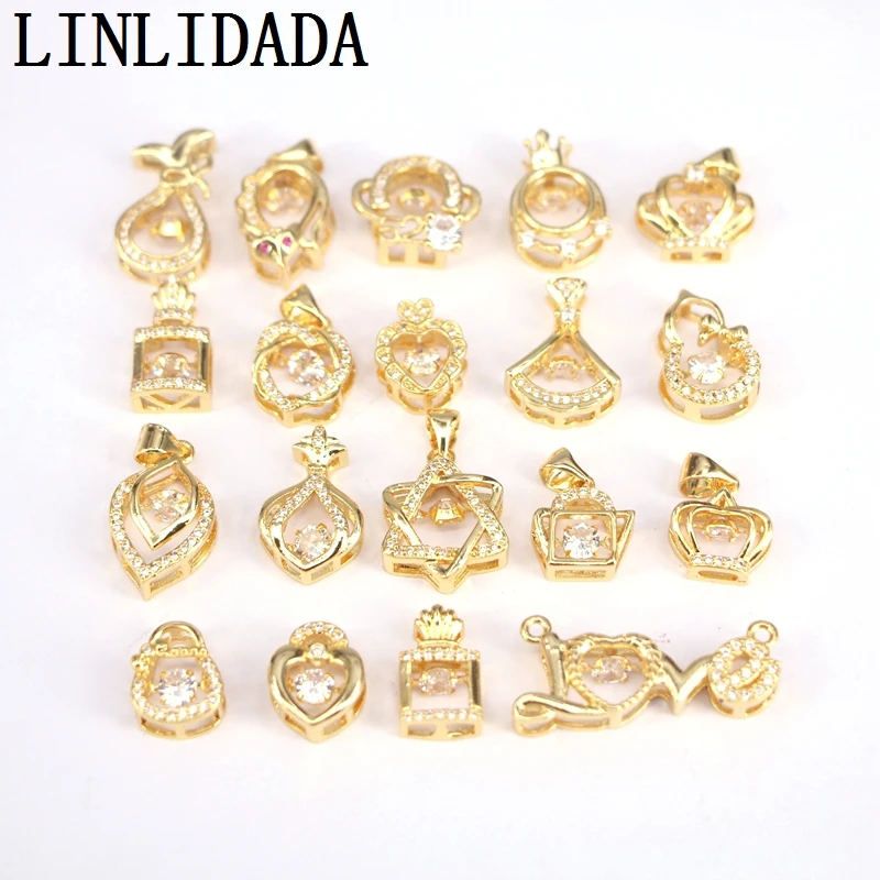 

10Pcs Crystal Pendant Simple Flower Heart Drop Necklace for Brides Cubic Zirconia Bridesmaid Pendant Wedding Jewelry