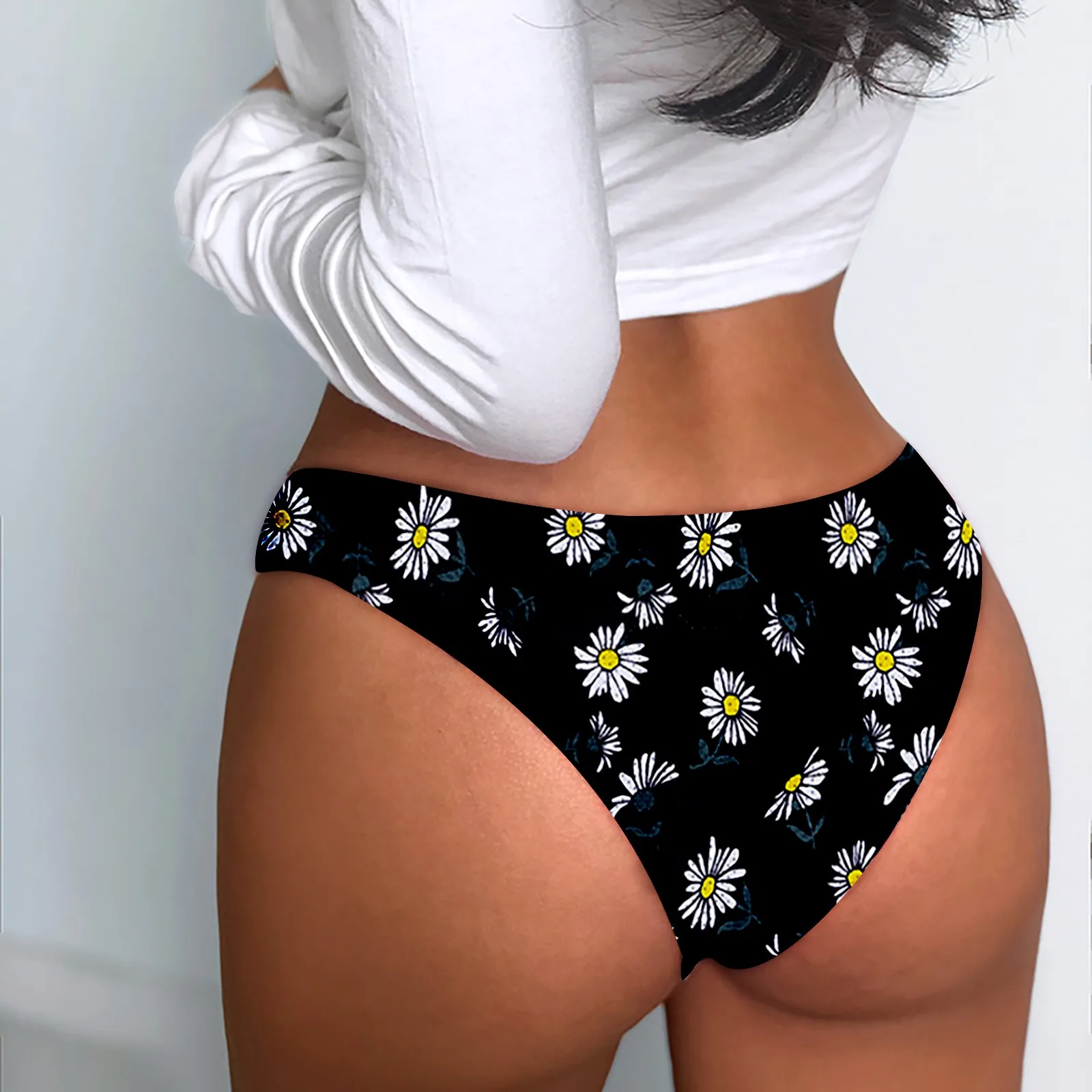 Трусы женские шелковые бесшовные с цветочным принтом дышащие | Женская одежда