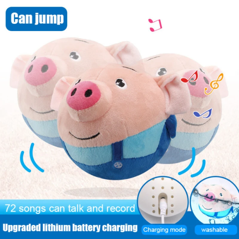 Multi Songs Record Cartoon Pig Doll Bouncing Ball USB Electric Toy Music Sing Jumping Cute Toys for Kid gift education | Игрушки и хобби