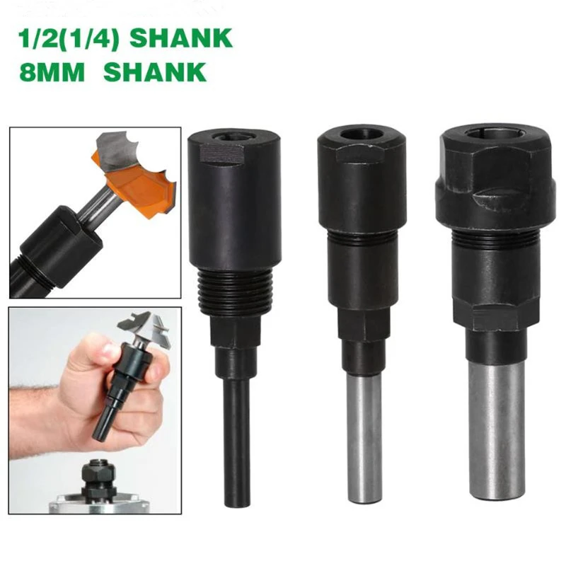 

1/4" 8mm 1/2" Shank Router Bit Extension Rod Collet Adapter Woodworking CNC Milling Cutter Engraving machine Extension Rod