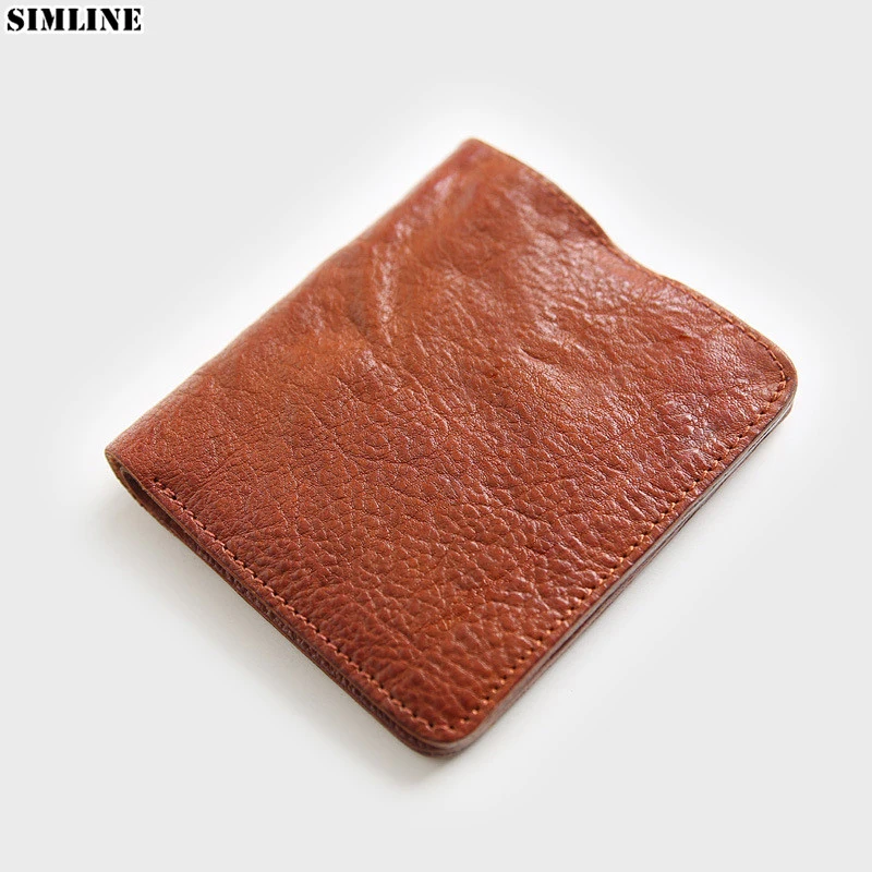 Кошелек мужской из 100% натуральной кожи винтажный короткий складной бумажник