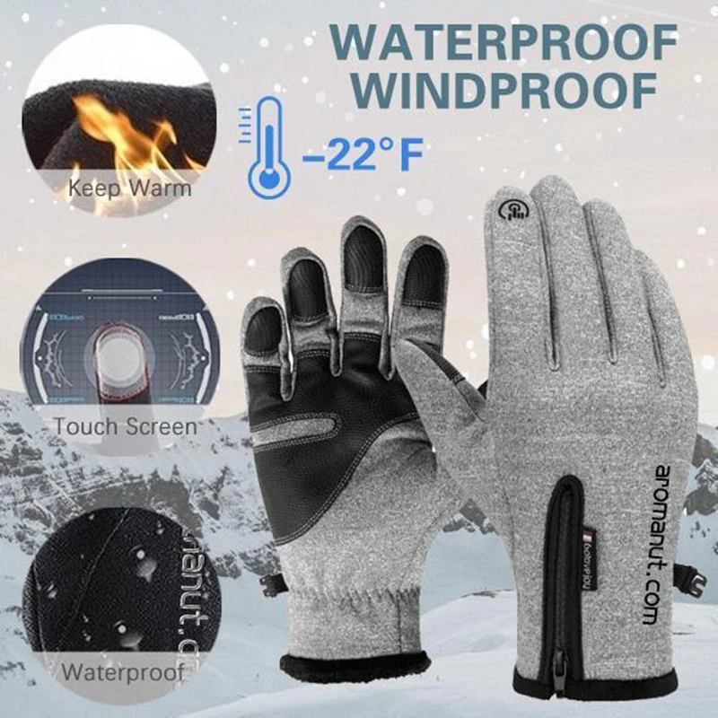 

Cycling Running Driving Gloves Windproof Waterproof Full Finger Touchscreen Ride Bicycle Gloves Skiing Fleece Winter Warm Gloves