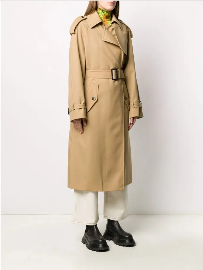 

Spring And Autumn New Fashion Raglan Sleeves Solid Color No Buckle Lace Over The Knee Long Women's Windbreaker Jacket