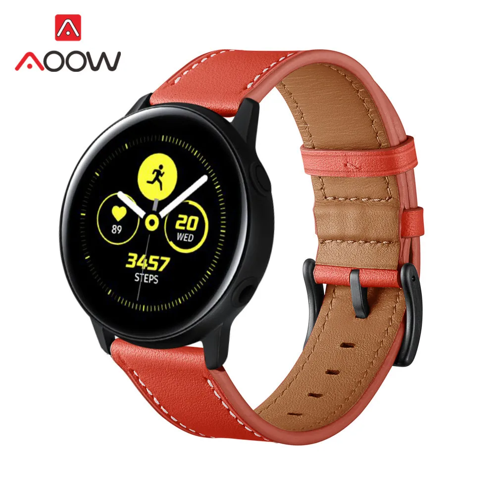 20 мм ремешок из натуральной кожи для samsung Galaxy Watch Active 42 мм gear S2 huawei Garmin vivoactive Amazfit BIP Молодежный браслет