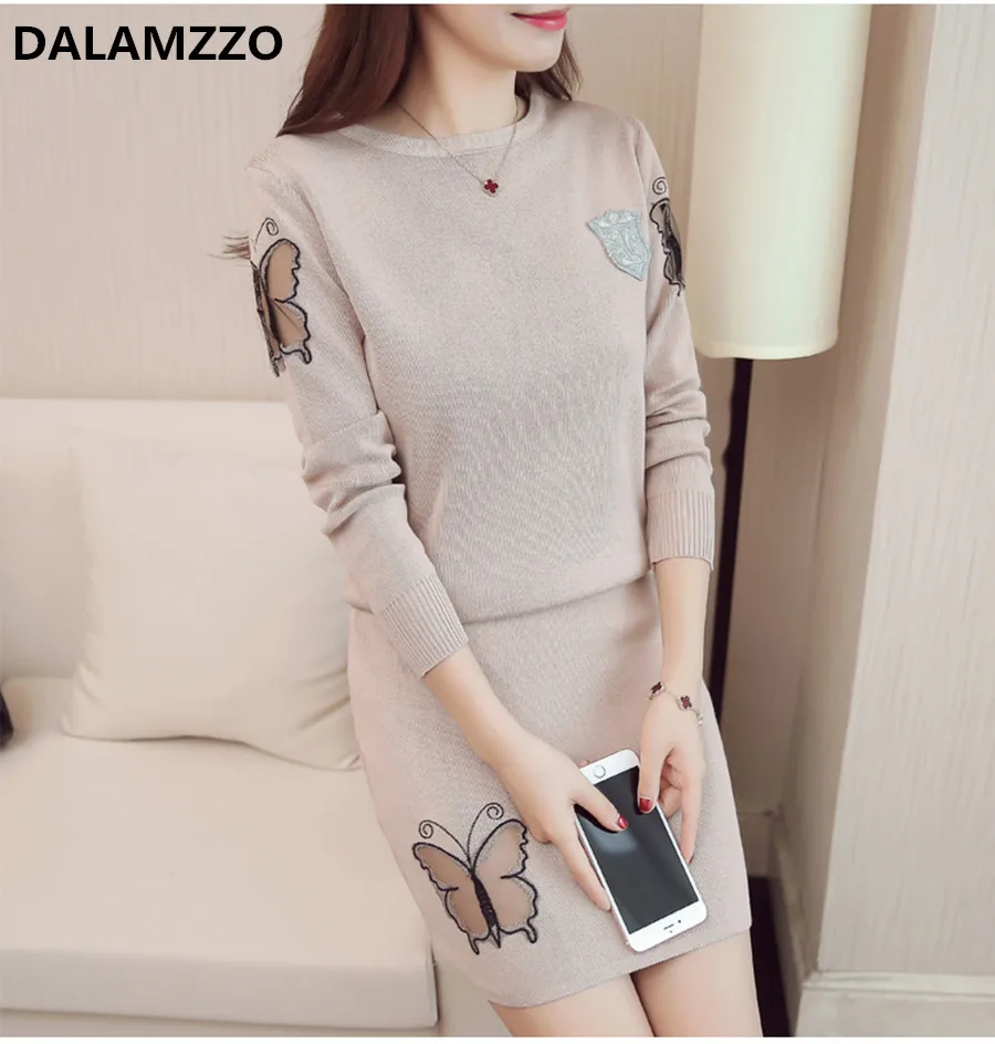 Женский вязаный комплект из 2 предметов подиумный дизайнерский хлопковый