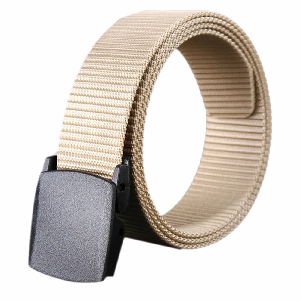 Khaki Wild-men-Canvas-Belt-Гипоаллергенный-металл бесплатно-пластик-Автоматическая пряжка женский ремень Молодежный без металлической автоматической пряжки студенческий - Цвет: Khaki