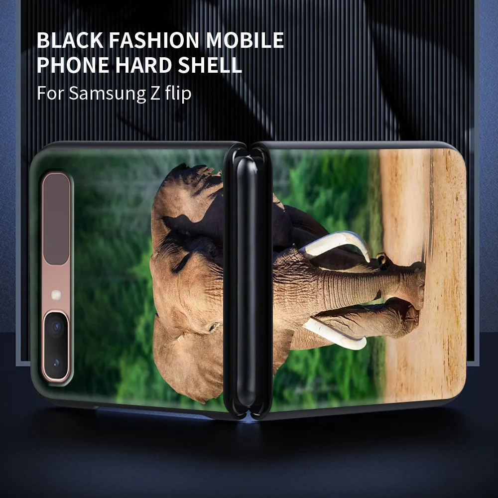 

Case For Samsung Galaxy Z flip Case Protective Shell Shockproof Hard Cover Smartphone Accessories Funda Animal Elephant