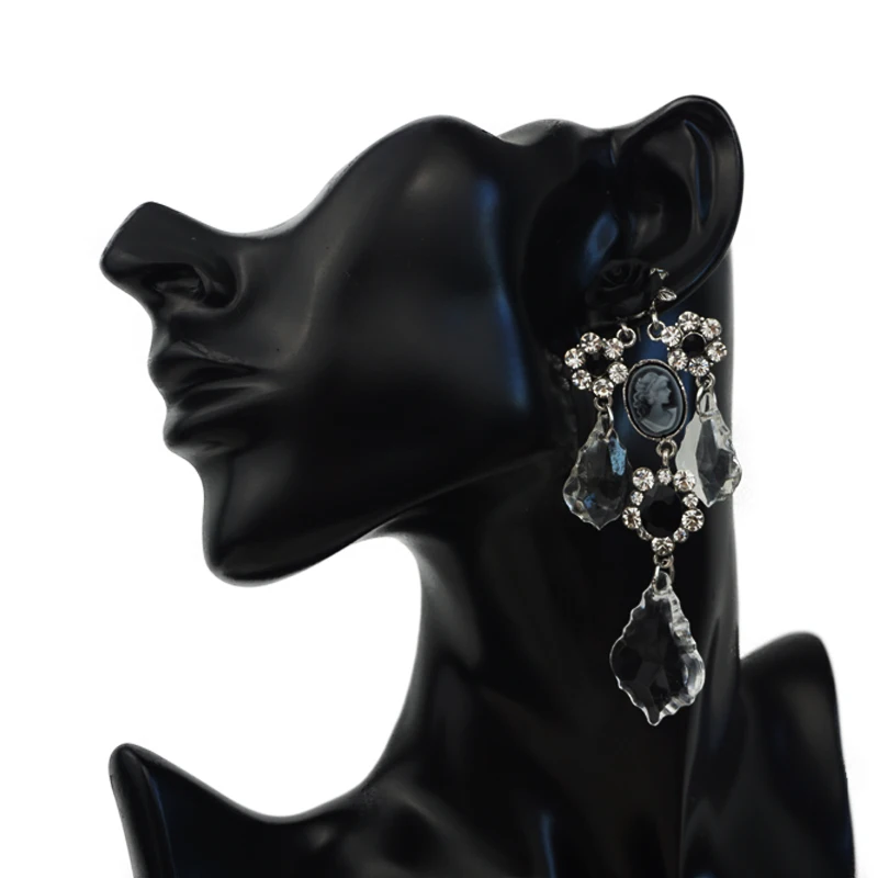 M & G циркониевые серьги в готическом стиле с черным цветком женские черные