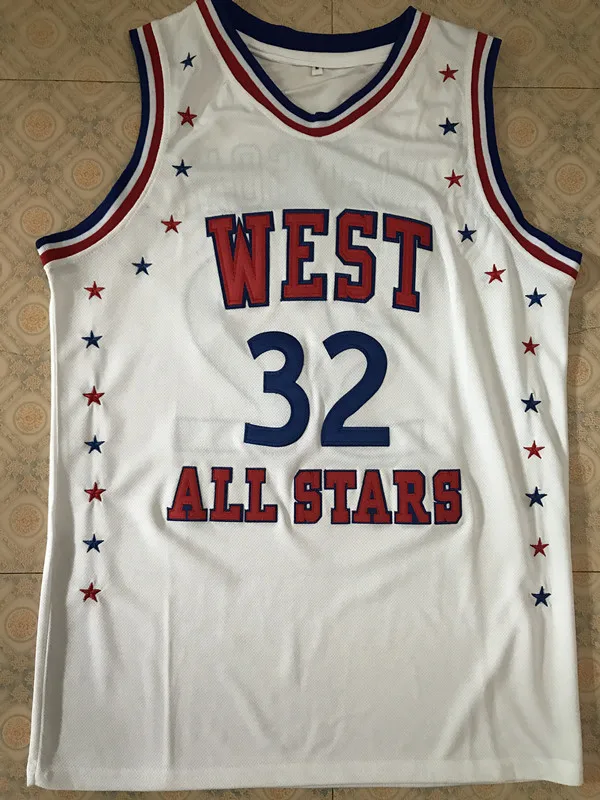 32 магический Джонсон 1983 All Star West белый баскетбольный Джерси сшитый под заказ