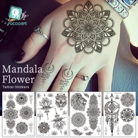 rocooart black henna arm tattoo mandala flower temporary tattoos for female girls sticker fake tattoo india custom tatoos