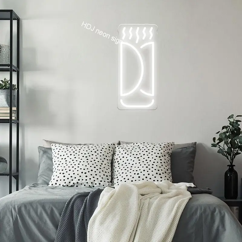 

Cup Logo LED Neon Plaques Signs Wall Sign Custom Lights for Home House Room Decor Motel Art Witch Broom Lighting Plate Sconce