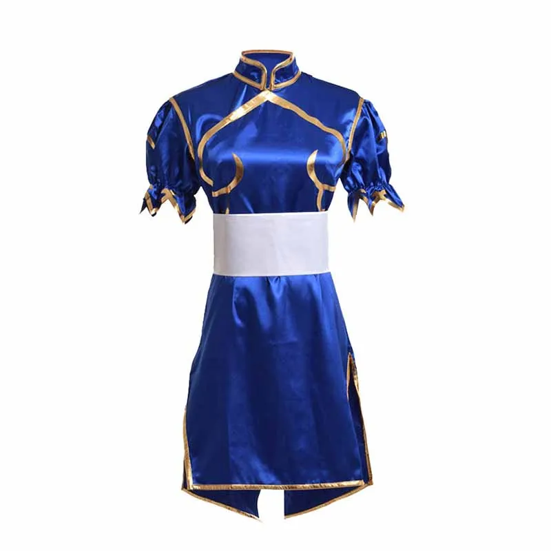 costume Игры Chun Li, костюм для косплея Sutorito Faita, синее сексуальное платье чонсам, пояс, головной убор, праздничная одежда на Хэллоуин, платье для женщин и девочек - Цвет: costume