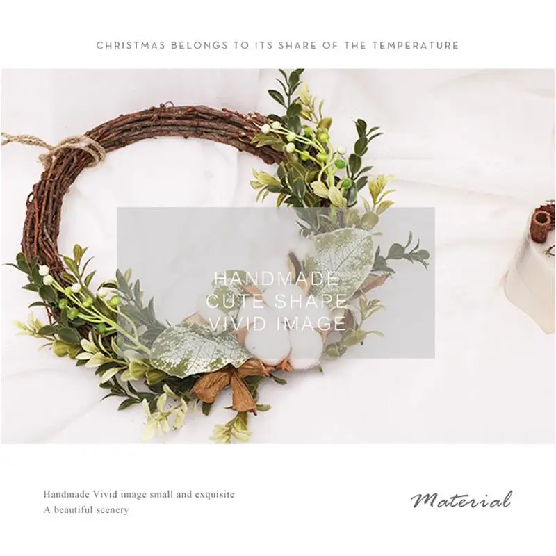 

Simulation Wreath Woven Branch Base Party Festival Decor Garland Cotton For Indoor Or Covered Outdoor Display Artificial