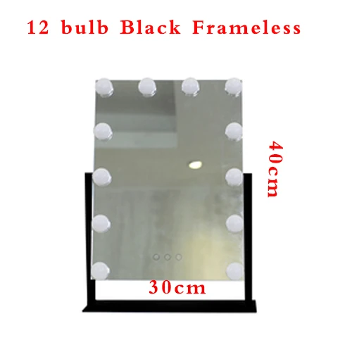 12Bulb Black Hollywood Style Cosmetic Makeup Mirrors with Lights Lighted Vanity with 12x3W Dimmable LED Bulbs and Touch Control Tricolor - Цвет: 12Bulb Black