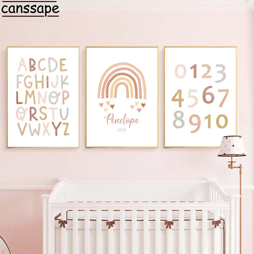 АБС пластик плакат с алфавитом пользовательское имя дату рождения картина