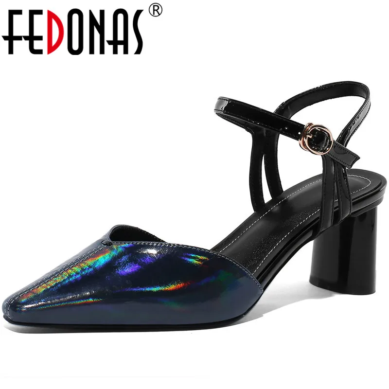 Женские туфли лодочки FEDONAS классические из натуральной кожи на квадратном