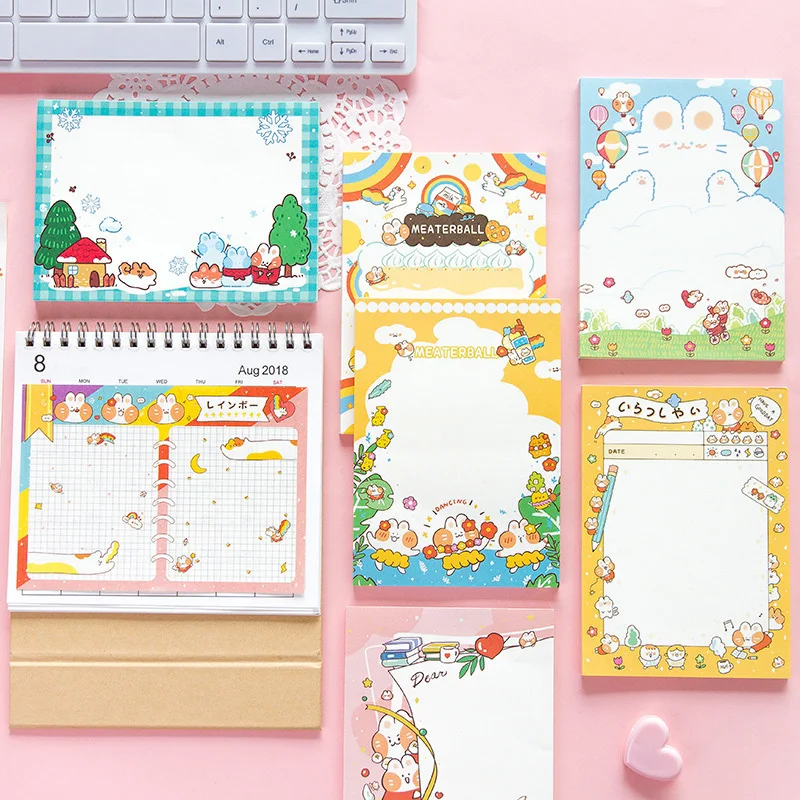 Japanese Kawaii Cat Memo Pads Kids Cartoon Kitty Notepad for School Study | Канцтовары для офиса и дома