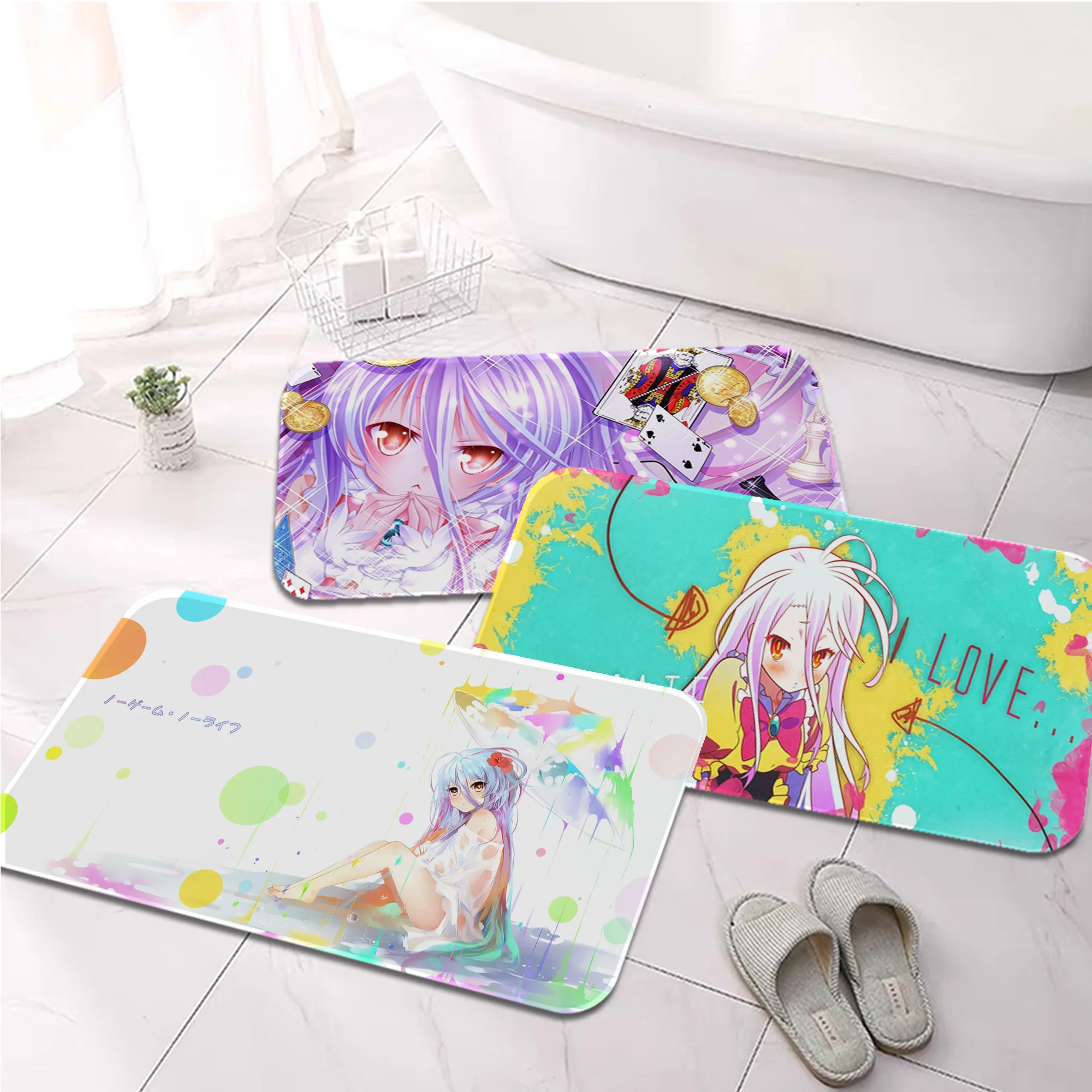 

No Game No Life Kitchen Mat Entrance Doormat Bedroom Home Floor Decoration Living Room Carpet Hallway Bathroom Anti-slip Rug
