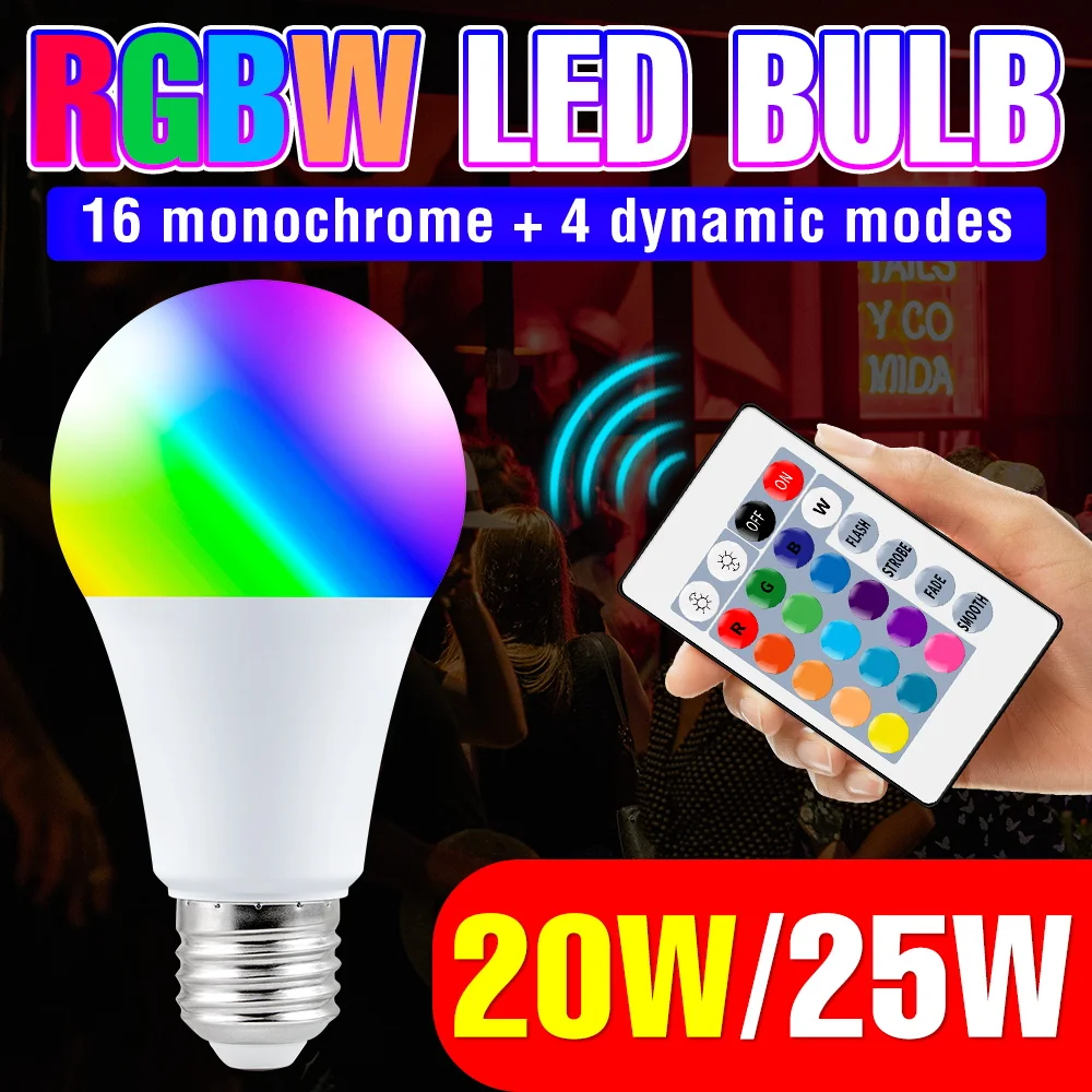 

E27 RGB Smart Light Bulb Led Dimmable Neon Colorful Lamp IR Remote Control Round Bulb Led Magic Spherical Lamp Home Party Decor