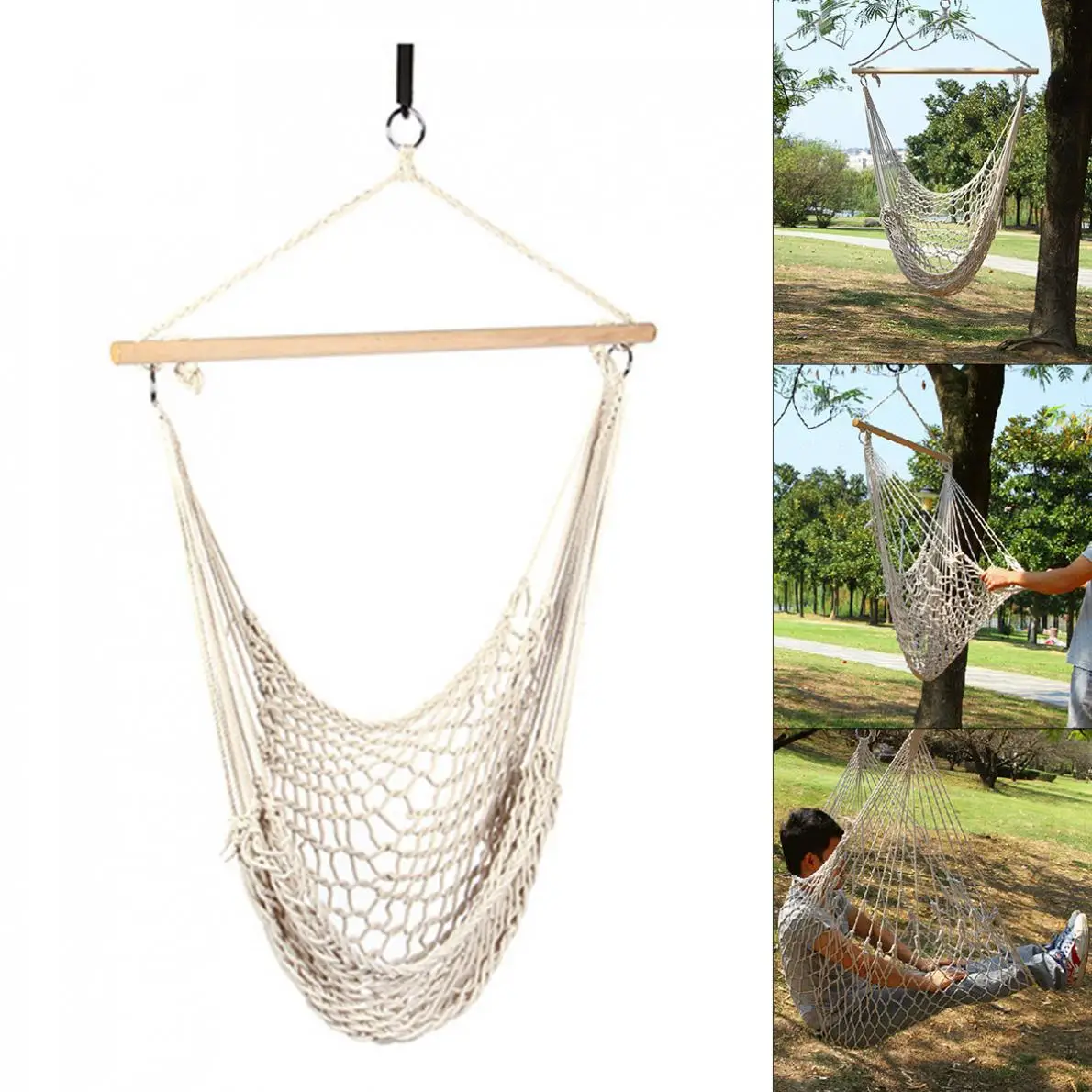 

Детский гамак, подвесное кресло-качели из хлопковой веревки, для улицы и помещения