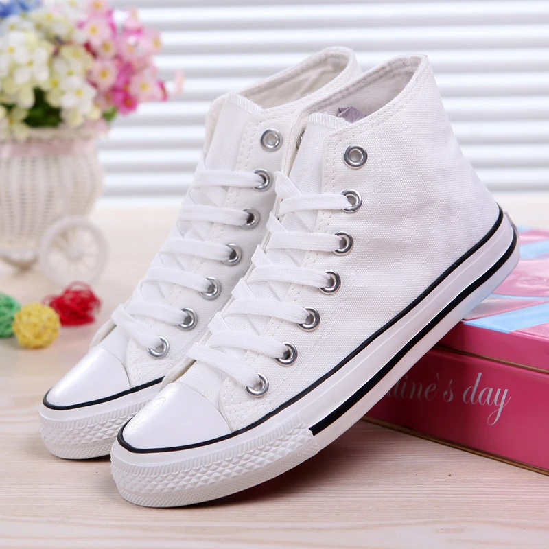 

2021 Spring and Summer New Women's Shoes Fashion All-match High Top Canvas Shoes Round Head Comfortable Flat Shoes Mixed Colors