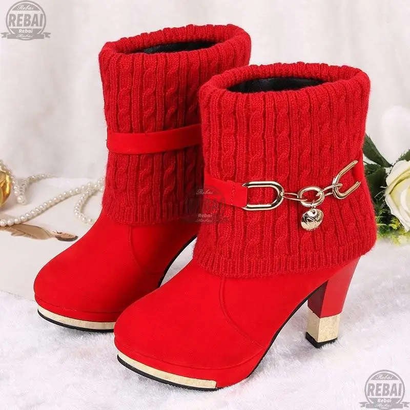 

New Fashion Autumn Scrub Buckle Women Ultra High Heels Platform Thick Heel Boots Women's Shoes Zapatos De Mujer Women Shoes