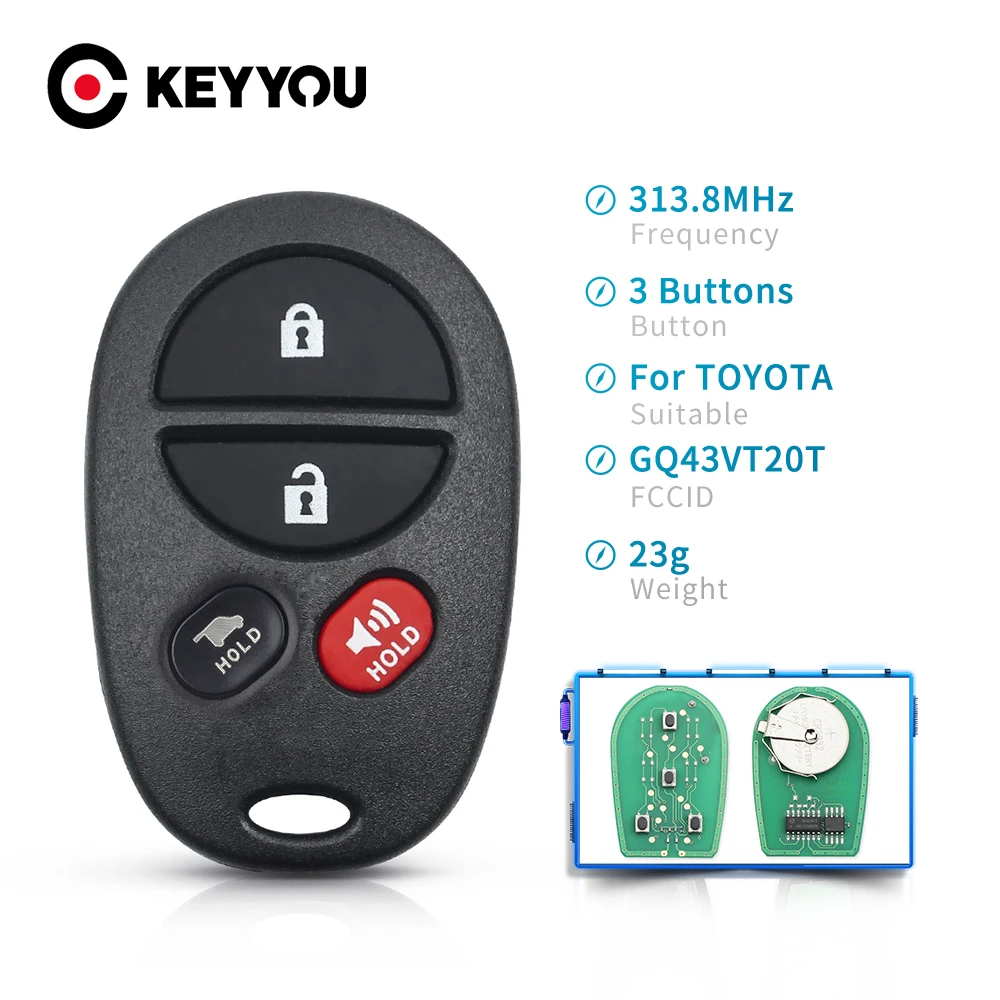 Дистанционный умный Автомобильный ключ KEYYOU с 3 кнопками для Toyota Sienna 2004 2005 2006 2007 2008