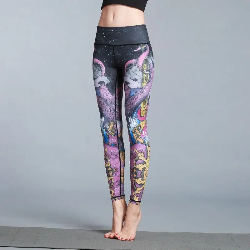 

2019 SEXY Prints Women Yoga Pants High waist Sport Women Leggings Gym Elastic Fitness Long Tights for Girl Running Tummy Control