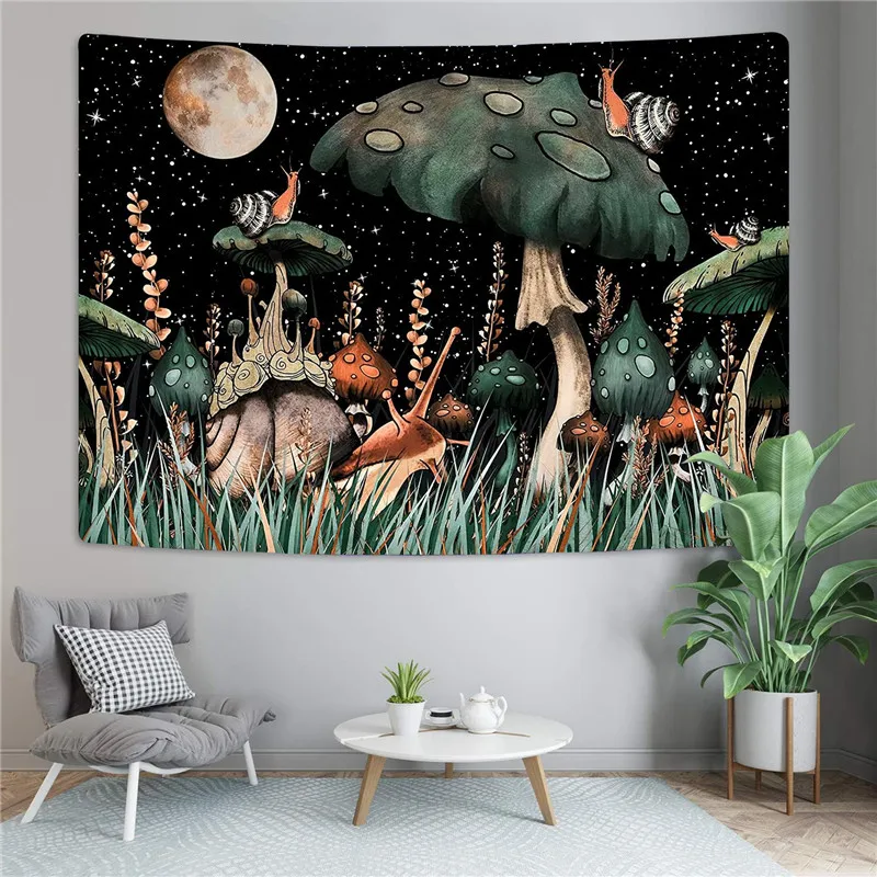 

Wall Hanging Bohemian Gypsy Psychedelic Tapiz Witchcraft Tapestry Green Mushroom Indian Mandala Tapestry