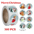 Наклейки круглые с Санта Клаусом, 500, этикетки для печати, открытки в конвертах шт.рулон