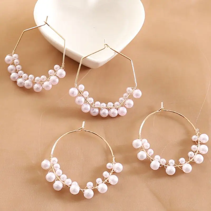 

Fashion Korean Style Earrings with Simulated Pearls 2022 Gold Hoop Earings for Women