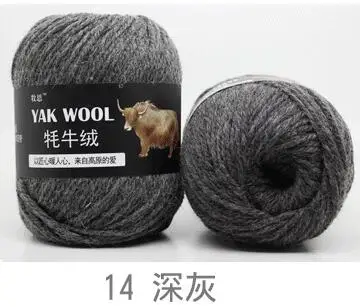 14 dark gray TPRPYN 500 г = 5 шт. шерсть яка пряжа для вязания тонкой камвольной смешанной вязания крючком Пряжа Вязание свитер шарф - Цвет: 14 dark gray
