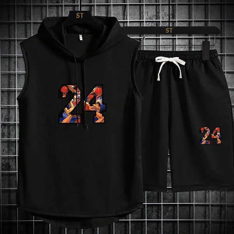 

Мужской летний спортивный костюм, комплект из двух предметов, фирменная футболка и шорты, спортивная одежда для мужа