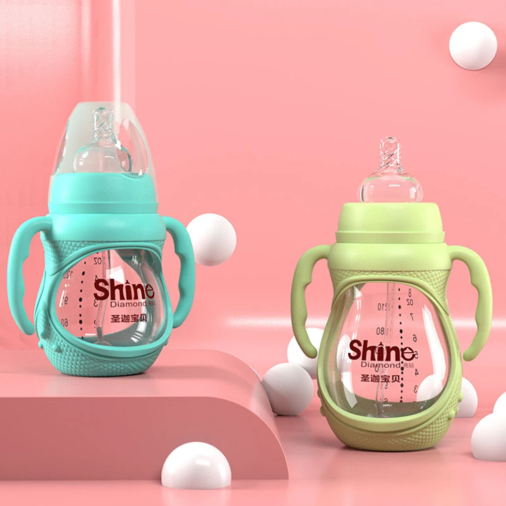 

150/240ML Feeding Bottles 0-6 Months Infant Newborns Baby Boys Girls Shatter-resistant Glass High-temperature Toddler Nipple Cup
