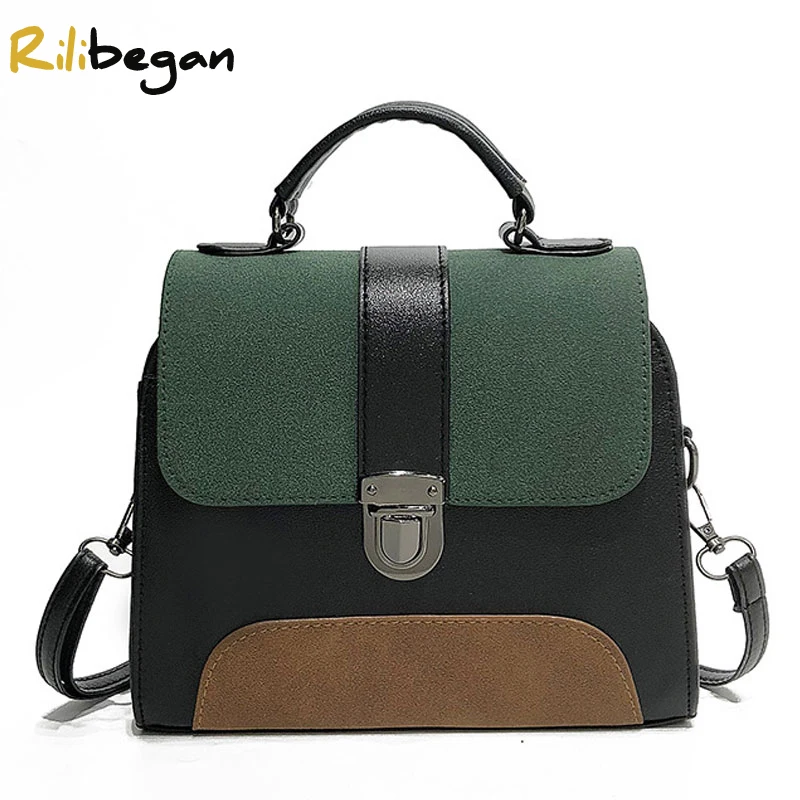 

Fashion Brand Leather Crossbody Bag Women Vintage Top-Handle Bag Patchwork Pattern Women Shoulder Bag Casual Hasp Women Handbag
