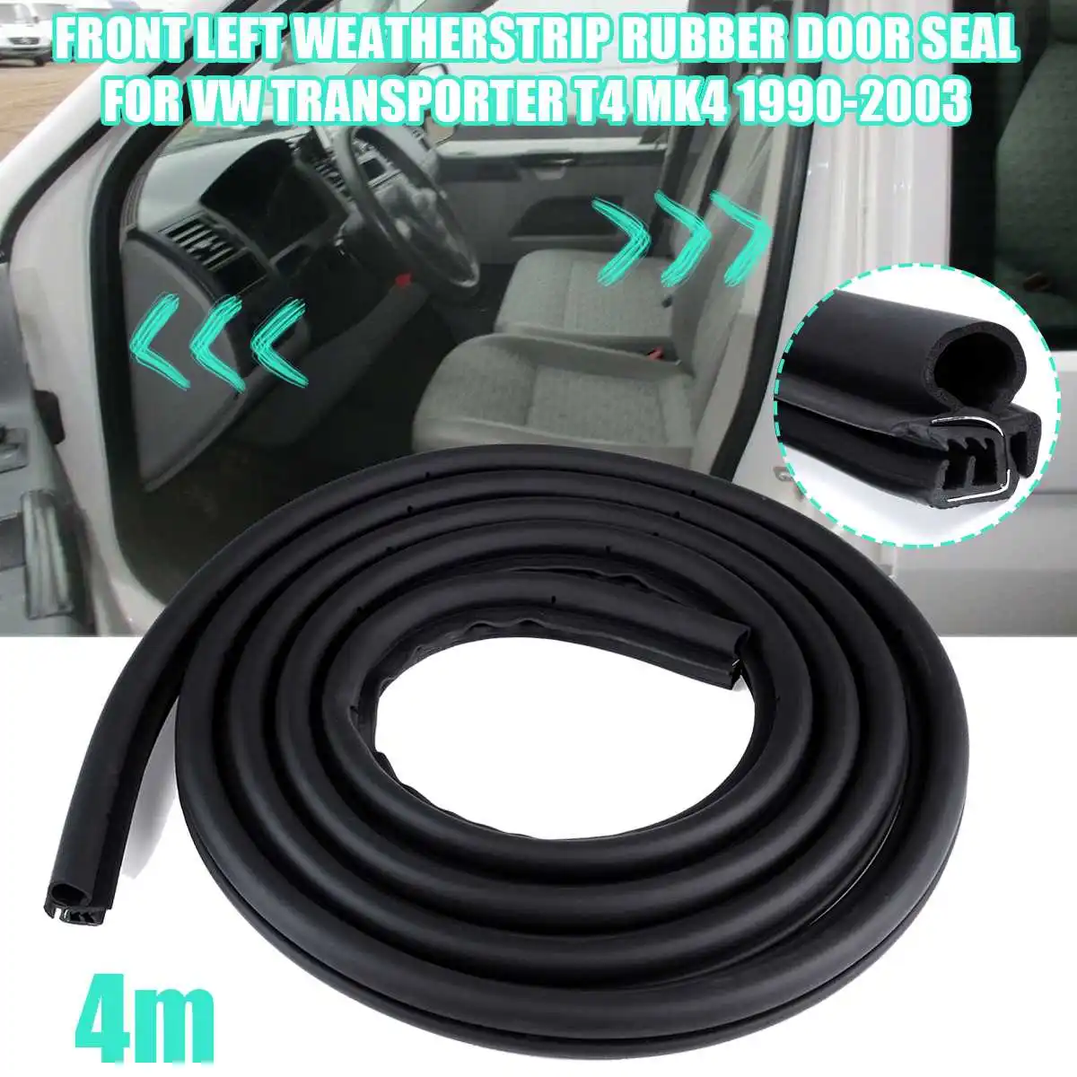 

FRONT LEFT WEATHERSTRIP RUBBER DOOR SEAL FOR VW TRANSPORTER T4 T5 MK4 1990 1991 1992 1993 1994 1995 1996-2003 (4m)