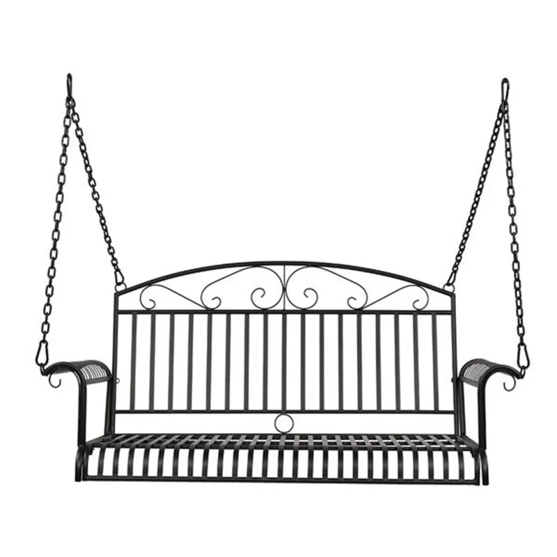 

Bent Armrest Double Swing Chair Black (138.51 x 45.01 x 59)cm US Warehouse