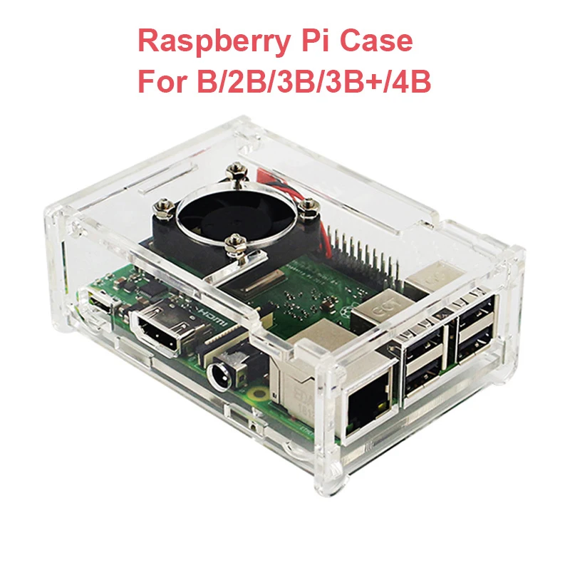 Raspberry Pi 4 Модель B ABS Чехол прозрачный ABS корпус Корпус для Raspberry Pi 4B 3B+ Plus 3B 2B B с вентилятором