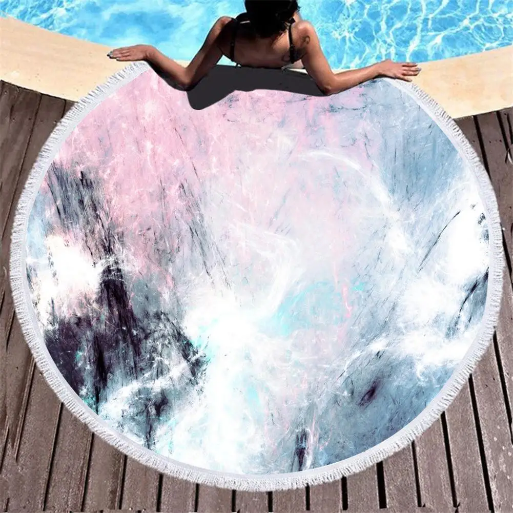 

Round Abstract Print Tassels Outdoor Summer Beach Towel Yoga Mat Carpet Shawl Summer Beach Towel Yoga Mat Carpet Shawl Towel Mat