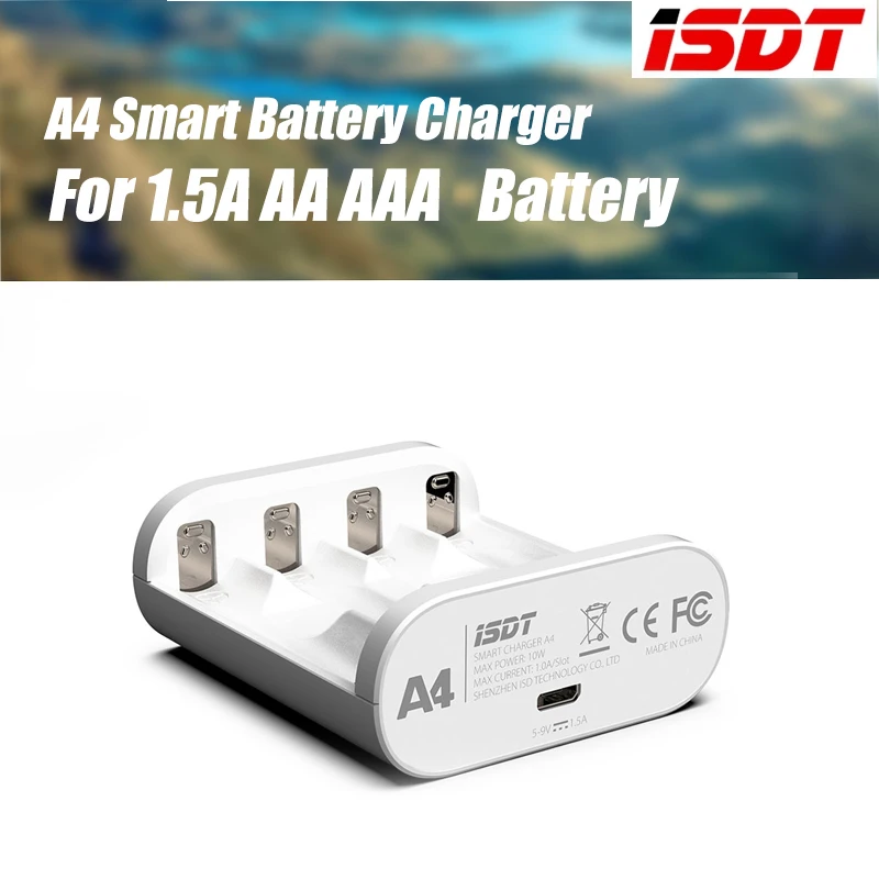 ISDT A4 10 Вт 1.5A AA AAA зарядное устройство DC USB мульти химический смарт для 10500 12500