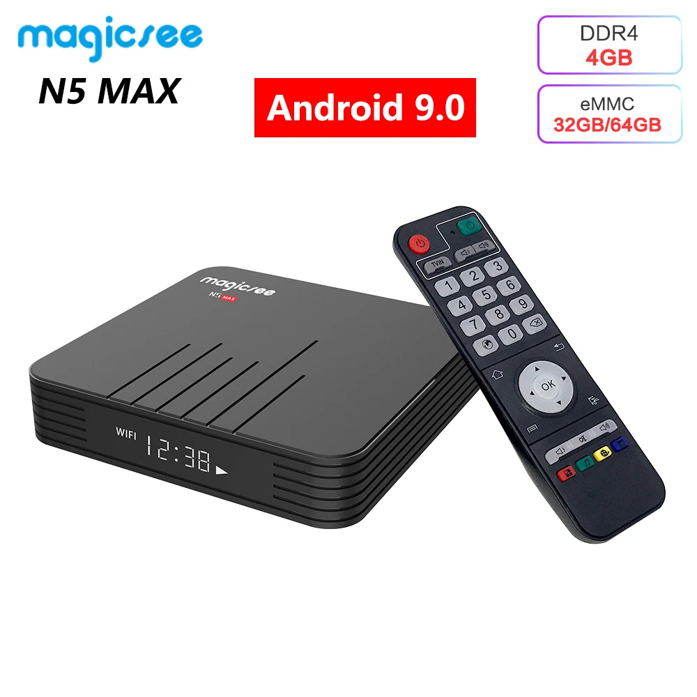 N5 MAX Android 9,0 ТВ приставка DDR4 4 ГБ ОЗУ 64 Гб ПЗУ Amlogic S905X3 медиаплеер 1000M LAN 2,4G 5G WiFi Bluetooth 4,1 4K HD Smart Box