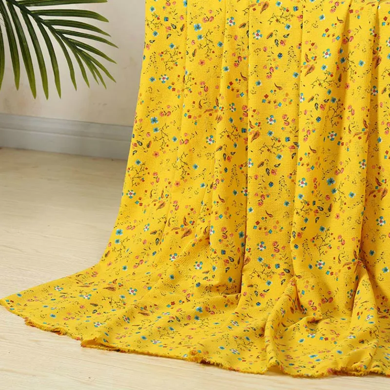 Шифоновая рубашка с принтом ткань небольшой цветок креп жемчуг Парижа не