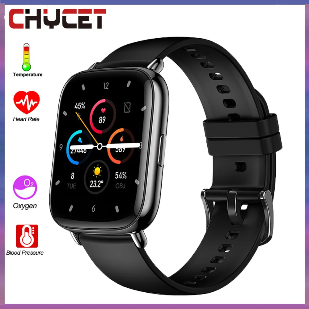 

Смарт-часы CHYCET спортивные для мужчин и женщин, умные часы с измерением температуры тела и музыкальным управлением, IP67 1,28 Full Touch, для IOS и Android