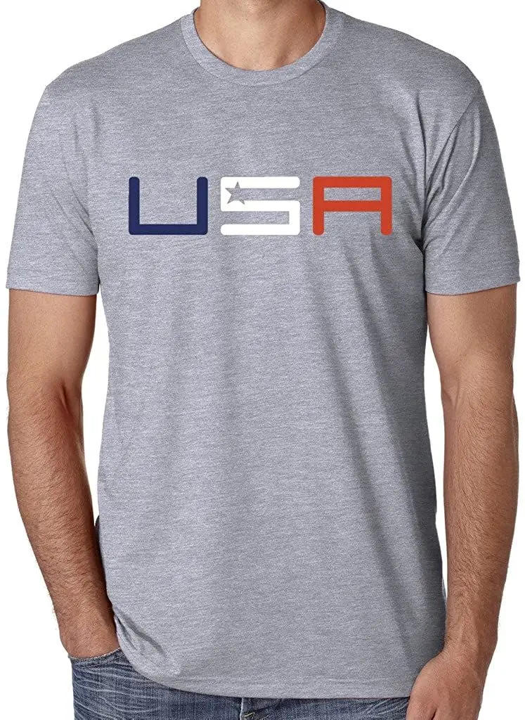 

Men's USA Tshirt Grey New 2020 Summer Mens Tee Cool T Shirts Breathable All Cotton Short Sleeve T-Shirt